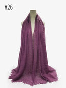 Pleated Plain Hijab Scarf Muslim Women Cotton Crinkle Headband Veil Scarves 2021 Fashion Islamic Headscarf Head Wraps Turban