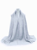 Pleated Plain Hijab Scarf Muslim Women Cotton Crinkle Headband Veil Scarves 2021 Fashion Islamic Headscarf Head Wraps Turban