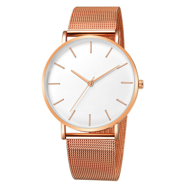 Damenuhr Rose Gold Montre Femme 2022 Damen-Mesh-Gürtel ultradünn Modeuhren für Damen Luxus-Armbanduhren Uhr
