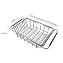 Stainless Steel Adjustable Sink Dish Drain Rack Single Layer Expandable Drying Basket Fruit Bowl Drainer Holder Kitchen Utensils