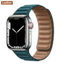 Lederverbindung für Apple Watch Band 44 mm 40 mm 41 mm 45 mm 42 mm 38 mm Original Magnetschlaufe Armband iWatch Series 3 5 4 SE 6 7 Strap