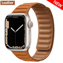 Lederverbindung für Apple Watch Band 44 mm 40 mm 41 mm 45 mm 42 mm 38 mm Original Magnetschlaufe Armband iWatch Series 3 5 4 SE 6 7 Strap