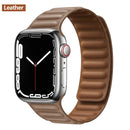 Lederverbindung für Apple Watch Band 44 mm 40 mm 41 mm 45 mm 42 mm 38 mm Original Magnetschlaufe Armband iWatch Series 3 5 4 SE 6 7 Strap