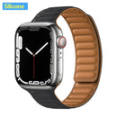 Lederverbindung für Apple Watch Band 44 mm 40 mm 41 mm 45 mm 42 mm 38 mm Original Magnetschlaufe Armband iWatch Series 3 5 4 SE 6 7 Strap