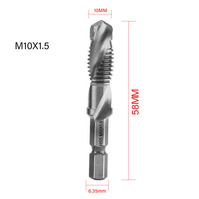 6Pcs Metric Tap Tapping Drill Bit Set Hex Shank Titanium Plated HSS Screw Bit Compound Machine Tap M3 M4 M5 M6 M8 M10 Hand Tools