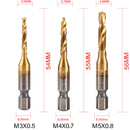 6Pcs Metric Tap Tapping Drill Bit Set Hex Shank Titanium Plated HSS Screw Bit Compound Machine Tap M3 M4 M5 M6 M8 M10 Hand Tools