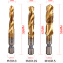 6Pcs Metric Tap Tapping Drill Bit Set Hex Shank Titanium Plated HSS Screw Bit Compound Machine Tap M3 M4 M5 M6 M8 M10 Hand Tools