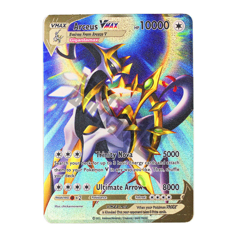 10000Point Arceus Vmax Pokemon Cards Metal DIY Card Pikachu Charizard Golden Limited Edition Kids Gift Game Collection Cards