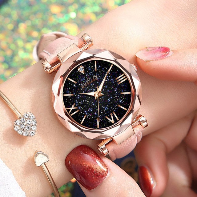 2022 Fashion Stars Women Watch Luminous Charming Little Point Frosted Belt Watch Dotted with Roman Scale Luxury Women&
