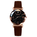 Reloj de mujer con estrellas a la moda 2022, reloj luminoso encantador con correa esmerilada de punto pequeño, punteado con escala romana, informal de lujo para mujer