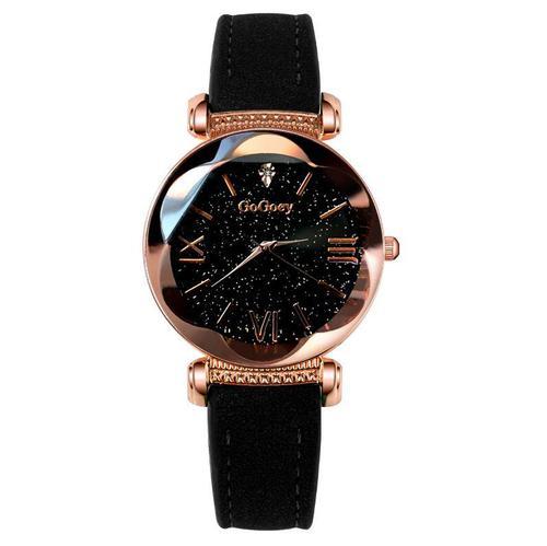 Reloj de mujer con estrellas a la moda 2022, reloj luminoso encantador con correa esmerilada de punto pequeño, punteado con escala romana, informal de lujo para mujer