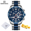 Relojes para hombre NAVIFORCE 2022, reloj de cuarzo clásico de negocios dorado de lujo, cronógrafo analógico, reloj de pulsera deportivo resistente al agua con correa de acero