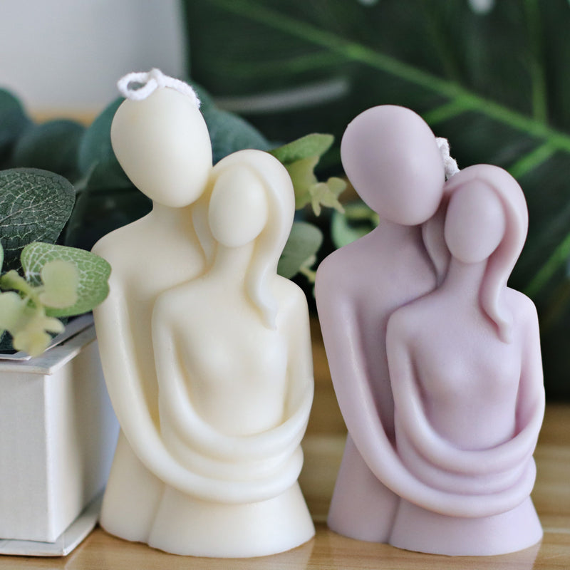 Gran 3D romántico pareja retrato amantes vela de silicona molde tallado arte aromaterapia yeso decoración del hogar molde regalo de boda