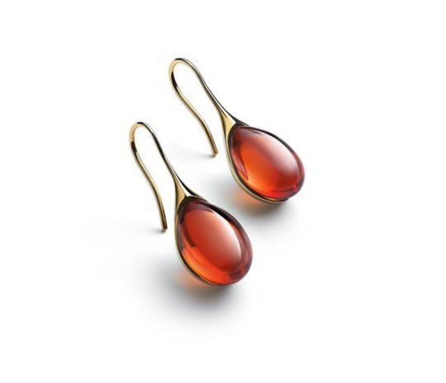 Pendientes de moda para mujer, pendientes colgantes de gancho de piedra Natural con incrustaciones de Color dorado delicado en 4 colores para mujer, joyería de compromiso de boda