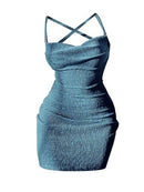 SVOKOR Frauen Bodycon Kleid Satin Minikleid Sommer Elegante Kleider Frau Party Nacht Sexy Rückenfrei Slim Fit Midi