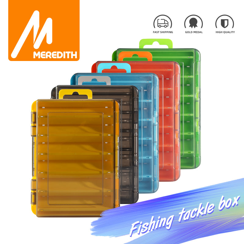 Caja de pesca MEREDITH, 12 compartimentos, accesorios de pesca, cajas de anzuelos para señuelos, almacenamiento de doble cara, caja de aparejos de pesca de alta resistencia