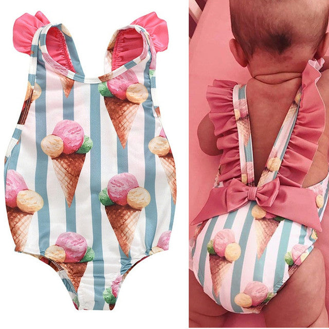 Traje de baño de una pieza para niña, traje de baño con correa Floral, traje de baño para niñas pequeñas, ropa de playa para vacaciones de verano