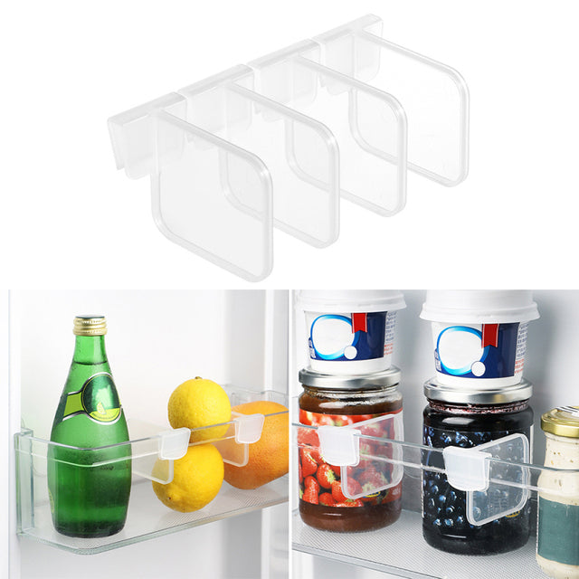 4pcs Refrigerator Storage Partition Board Retractable Plastic Divider Storage Splint For Kitchen DIY Bottle Can Shelf Organizer