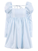 Mnealways18, vestido de fiesta con mangas abullonadas para mujer, vestido de noche elegante con cuello cuadrado, vestido corto de satén Beige, vestidos plisados ​​para mujer