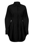 OOTN Summer Pleated Shirt Dress Fashion A-Line Single Breasted Casual Dresses Turn-Down Collar High Waist Solid Mini Dress 2022