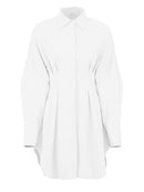 OOTN Summer Pleated Shirt Dress Fashion A-Line Single Breasted Casual Dresses Turn-Down Collar High Waist Solid Mini Dress 2022