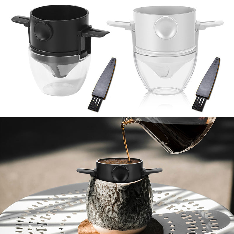 Filtro de café plegable de 1/2 Uds., soporte para té y café por goteo de acero inoxidable, fácil de limpiar, reutilizable, sin papel, para verter sobre el gotero de café, 1 ud.