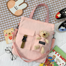 Women Backapck New Cute Bear Cartoon Canvas Bag Female Fashion Cool Girl Student School Class Shoulder Crossbody Messenger Bag