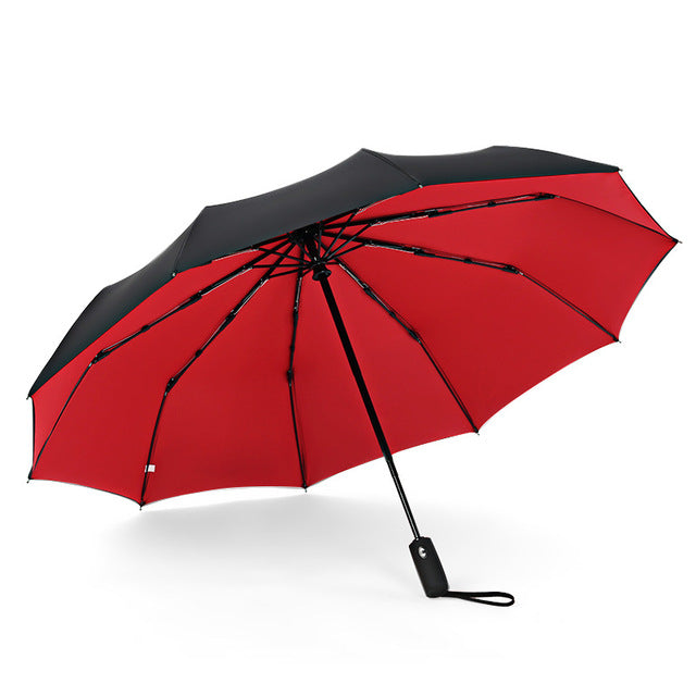Paraguas automático de doble capa a prueba de viento para mujer, paraguas plegable de tres huesos para hombre y mujer, sombrilla de negocios grande para lluvia