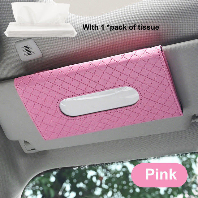 Car Tissue Box Car Sun Visor Tissue Box Holder Auto Interior Storage Mask Storage Box Decoration For Universal Car Accessories
