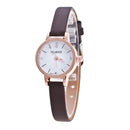 Relojes de mujer, reloj de esfera pequeña Vintage, correa de cuero dulce, relojes informales para mujer, pulsera de cuarzo, reloj de pulsera para mujer