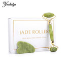Masajeador facial natural Rodillo facial Gua Sha Rascador Doble cabeza Rodillo de piedra de jade Cuidado de la piel Masaje de cuarzo rosa para cara y cuerpo