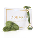 Masajeador facial natural Rodillo facial Gua Sha Rascador Doble cabeza Rodillo de piedra de jade Cuidado de la piel Masaje de cuarzo rosa para cara y cuerpo