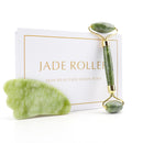 Masajeador facial natural Rodillo facial Gua Sha Rascador Doble cabeza Rodillo de piedra de jade Cuidado de la piel Masaje de cuarzo rosa para cara y cuerpo