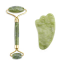 Masajeador facial natural Rodillo facial Gua Sha Rascador Doble cabeza Rodillo de piedra de jade Cuidado de la piel Masaje de cuarzo rosa para cara y cuerpo