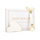 Masajeador facial natural Rodillo facial Gua Sha Rascador Doble cabeza Rodillo de piedra de jade Cuidado de la piel Masaje de cuarzo rosa para cara y cuerpo