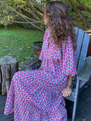 Vestido estampado a la moda para mujer, vestido largo de manga abullonada, vestido Maxi bohemio de verano, vestido largo con estampado geométrico, vestido suelto de playa para vacaciones