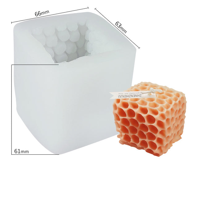 Cube Honeycomb Scented Candle Plaster Silicone Mold Food Grade Chocolate Mousse 3D Cube Shape Molds Wedding Gift Home Decoration