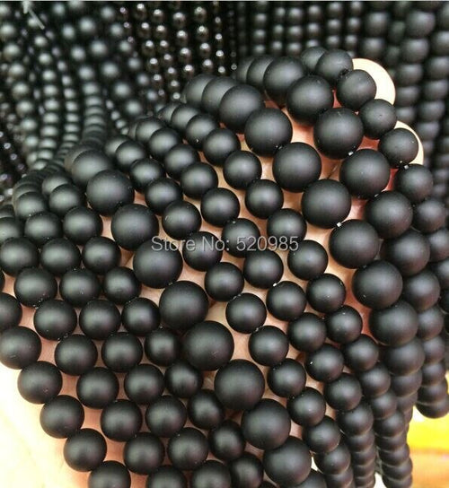 5A Quality !  Black Dull Polish Matte Onyx Agata Round natural stone Beads 16"/Strand 4 6 8 10 12 14 MM Pick Size  No.BOB01