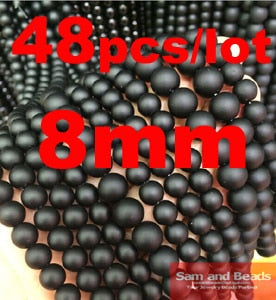 5A-Qualität! Schwarz Matt Polnisch Matt Onyx Agata Runde Natursteinperlen 16"/Strang 4 6 8 10 12 14 MM Wählen Sie die Größe Nr. BOB01