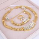 MINHIN Women Delicate Gold Bridal Jewelry Sets Rhinestone Pendant Collar Bracelet Crystal Earrings Rings Wedding Accessories