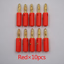 10pcsAudio Tornillo de altavoz Banana Gold Plate Plugs Conectores 4mm EN STOCK ENVÍO GRATIS Black Red Facotry Online Wholesale Golden