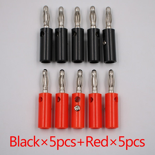10pcsAudio Speaker Screw Banana Gold Plate Plugs Connectors 4mm IN STOCK FREE SHIPPING Black Red Facotry Online Wholesale Golden