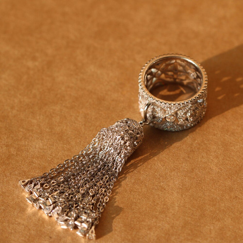 Anillos ajustables de corona de borla real de marca famosa de plata de ley 925 para mujer con anillo de circón de alta calidad bague femme