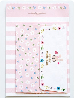 1 Set = 4 Buchstaben + 2 Umschläge Kawaii Kaninchen Pinguin Blumenpapier Briefpapier Set Schreiben Gruß Geburtstagsnachricht