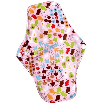 waterproof PUL printed  regular flow reusable Mama pads, super soft day use cloth menstrual pads with organic bamboo inner