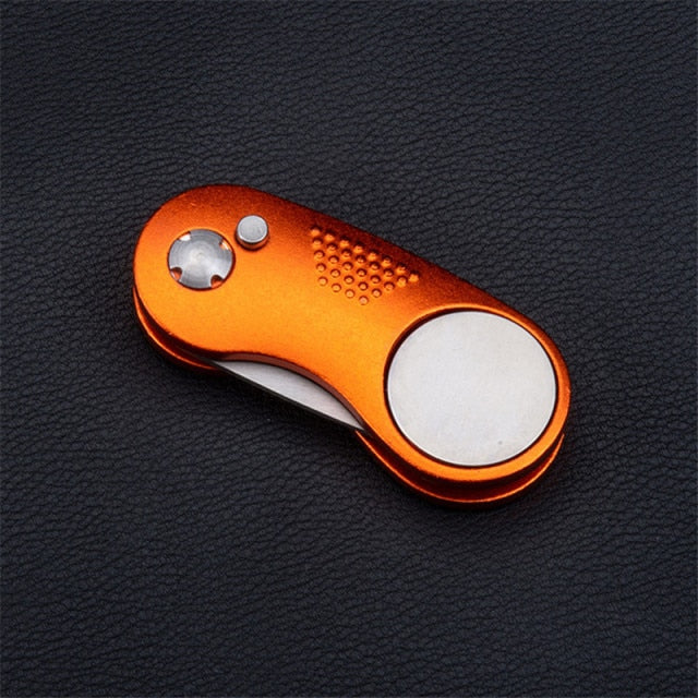 Faltbares Golf-Divot-Gabel-Werkzeug aus Metall mit magnetischem Knopf, tragbar für Golfschläger B2Cshop